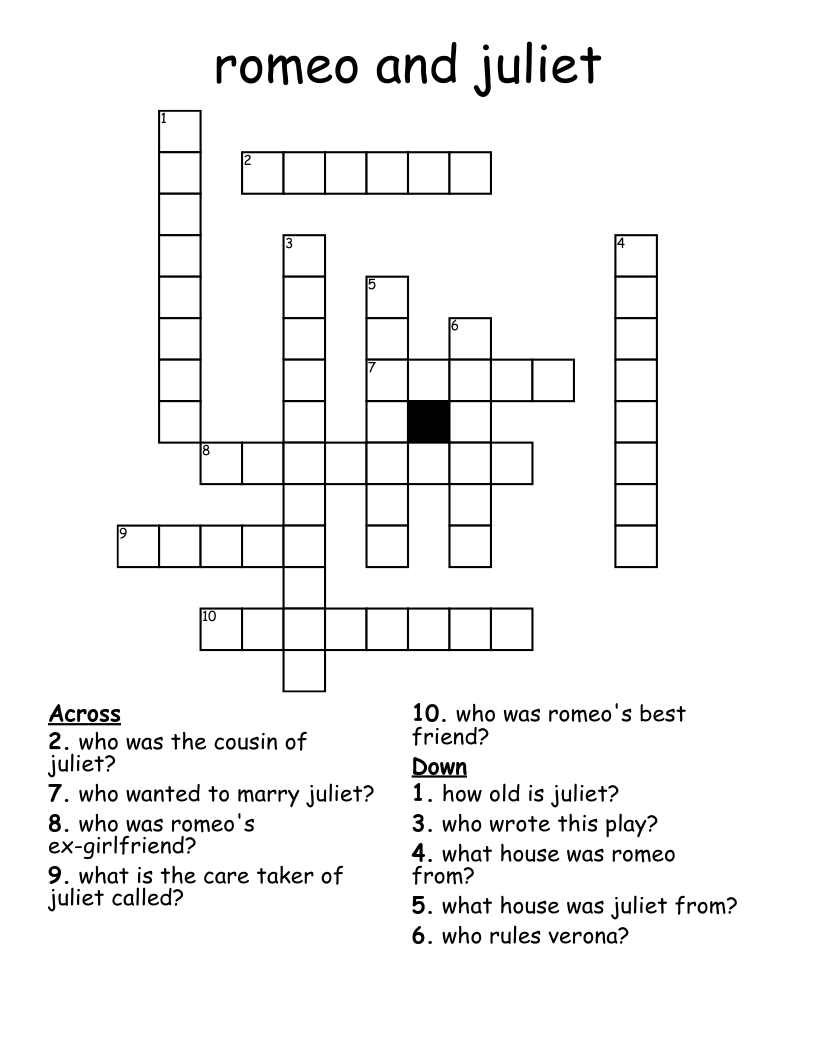 romeo and juliet Crossword