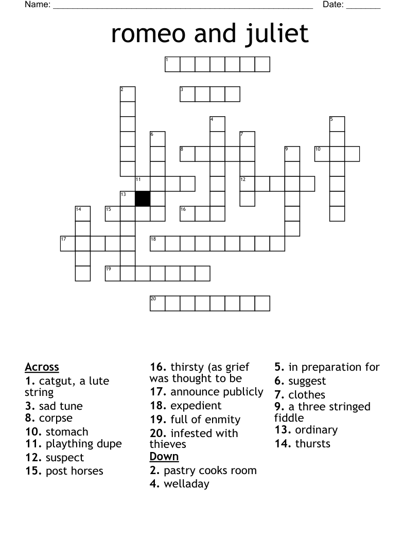 romeo and juliet Crossword