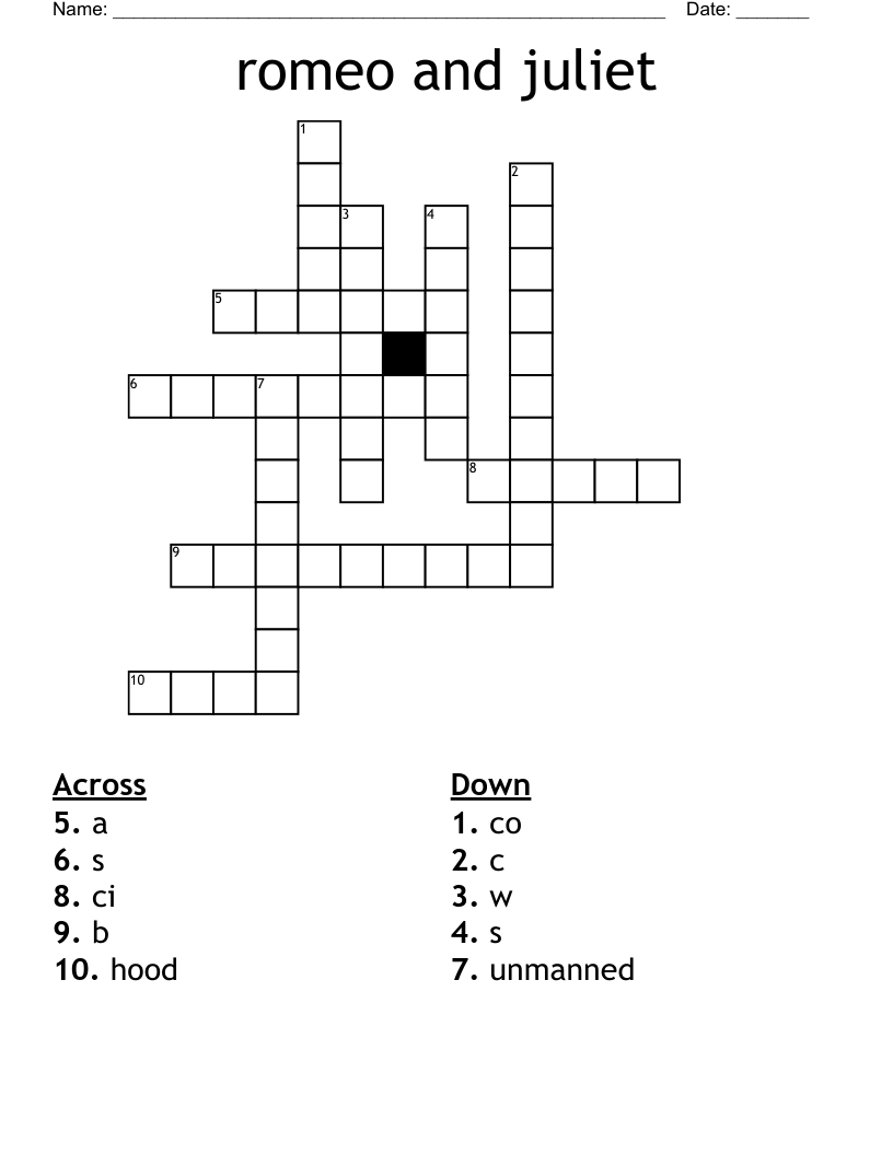 romeo and juliet Crossword