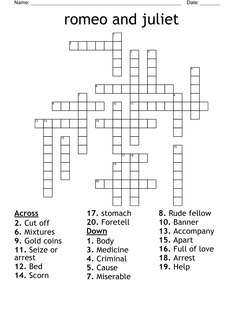 romeo and juliet  Crossword