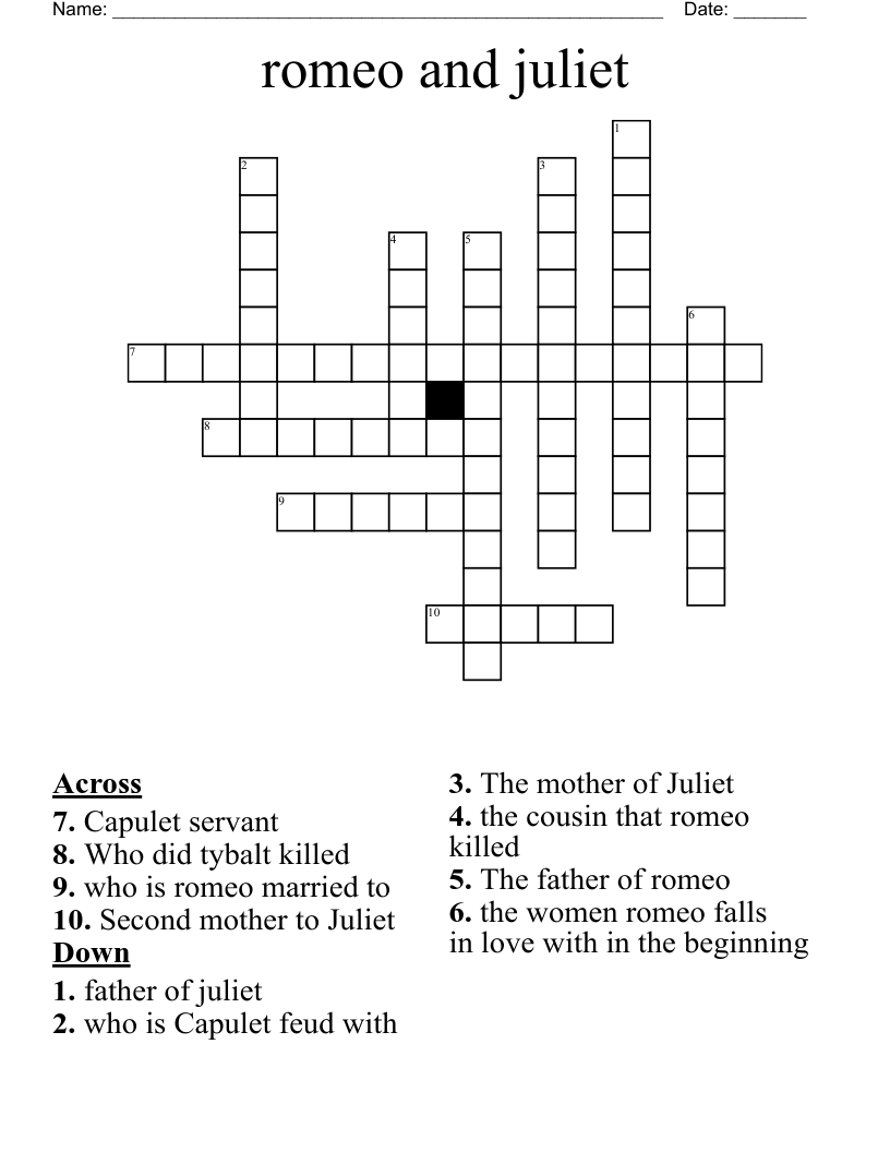 romeo and juliet  Crossword