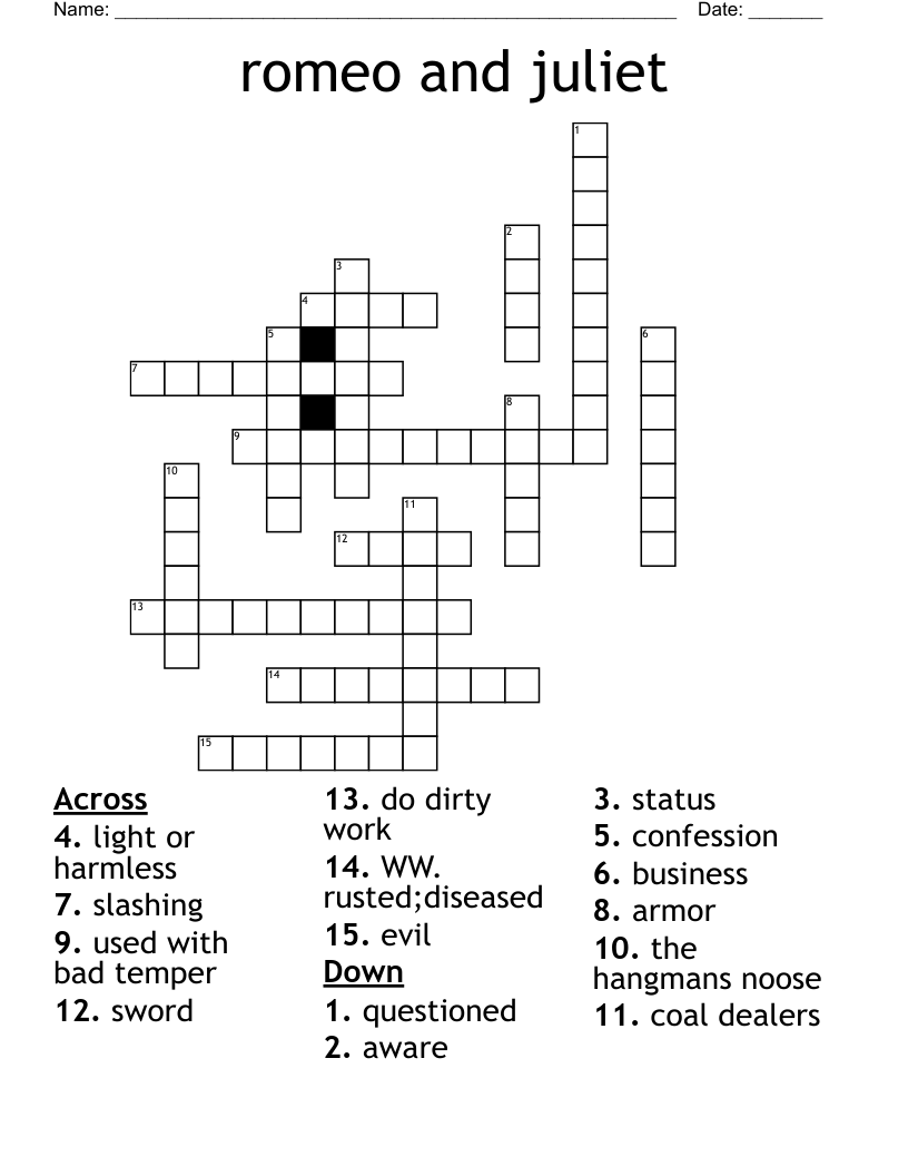 romeo and juliet  Crossword