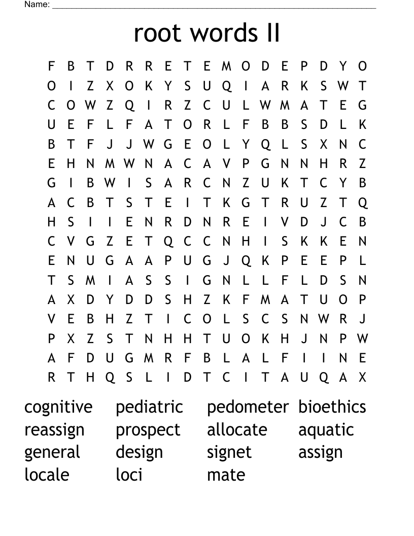 root words II Word Search
