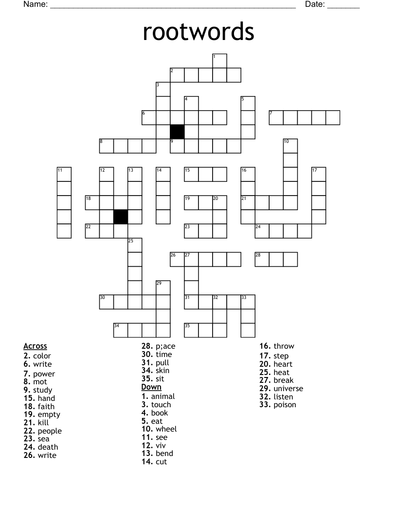 rootwords Crossword