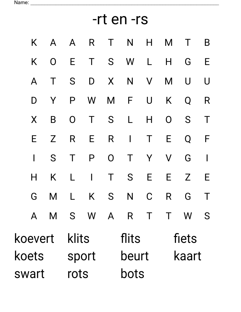 -rt en -rs Word Search