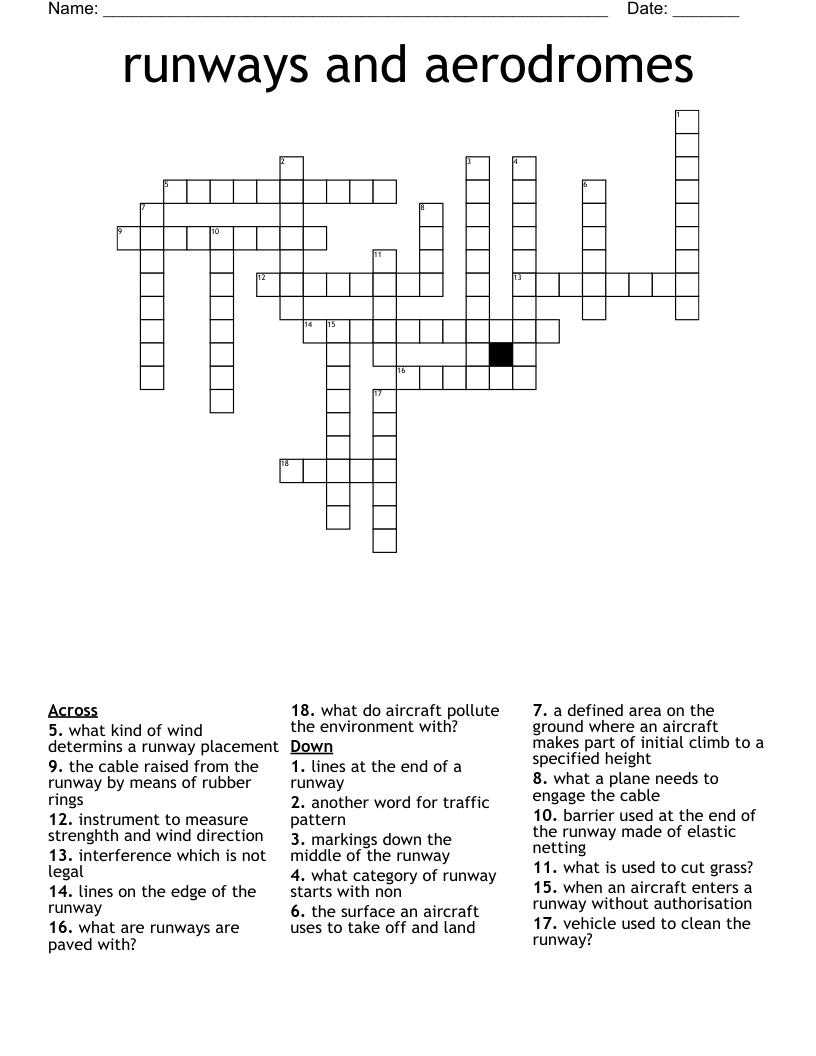 runways and aerodromes Crossword
