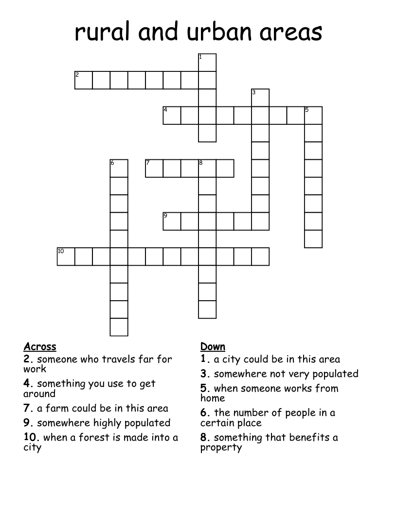 rural and urban areas Crossword