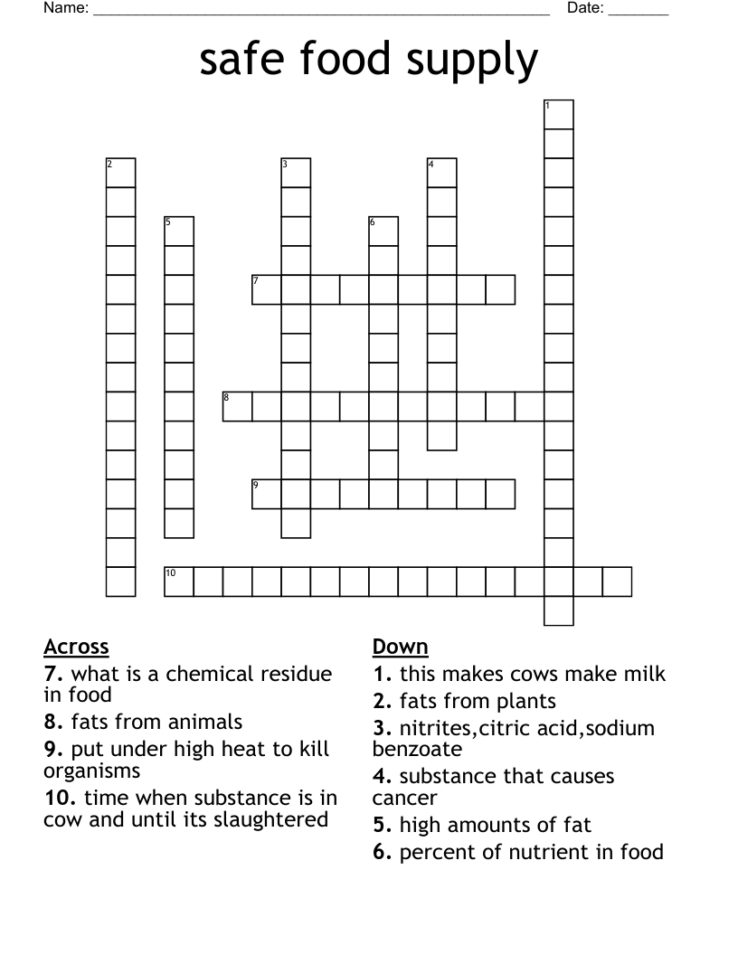 safe food supply Crossword