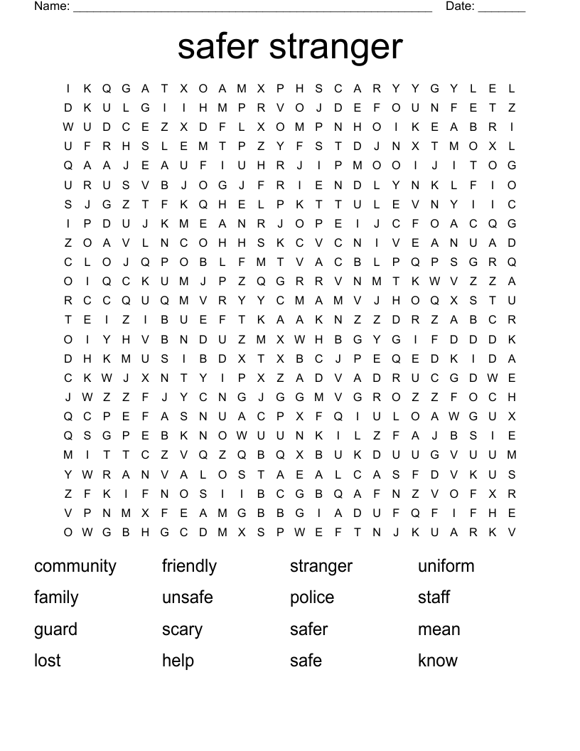 safer stranger  Word Search