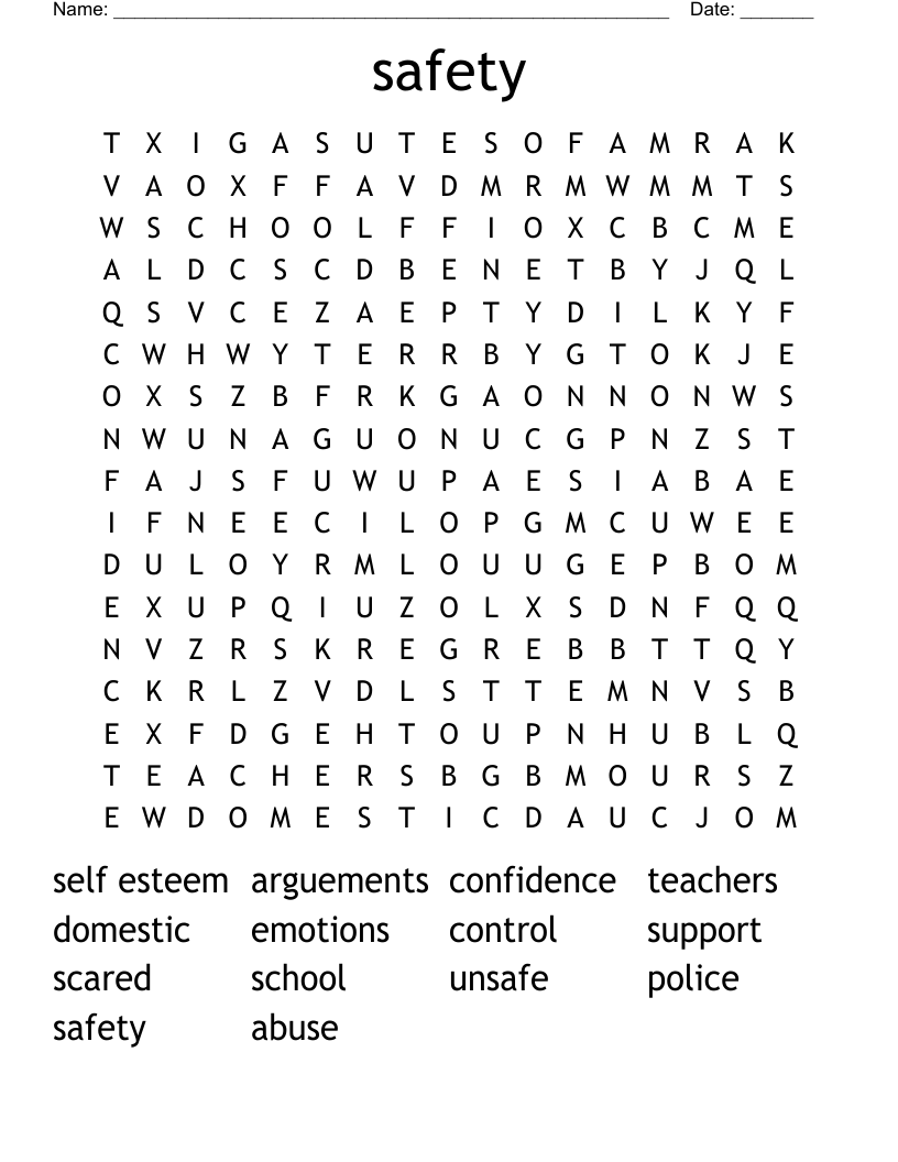 safety Word Search