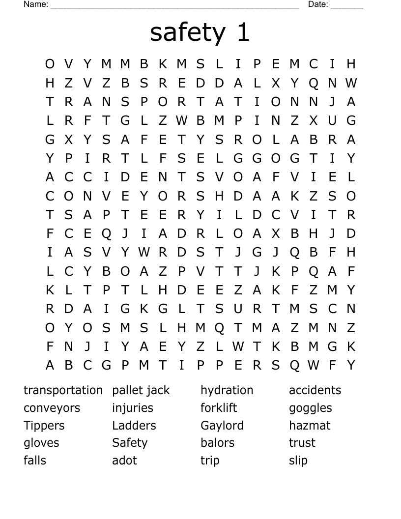 safety 1 Word Search