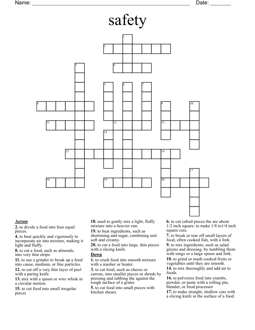 safety Crossword