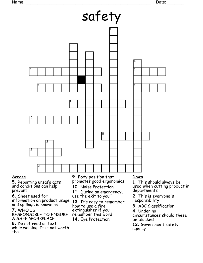 safety Crossword