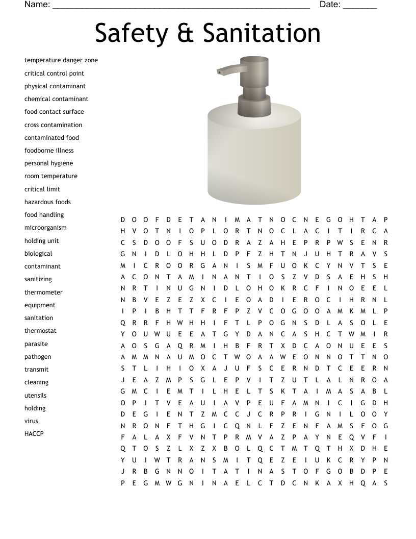 Safety & Sanitation Word Search