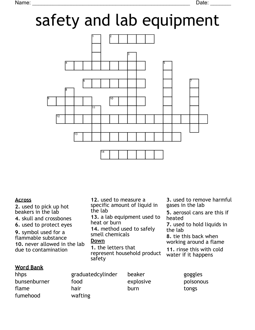safety and lab equipment Crossword