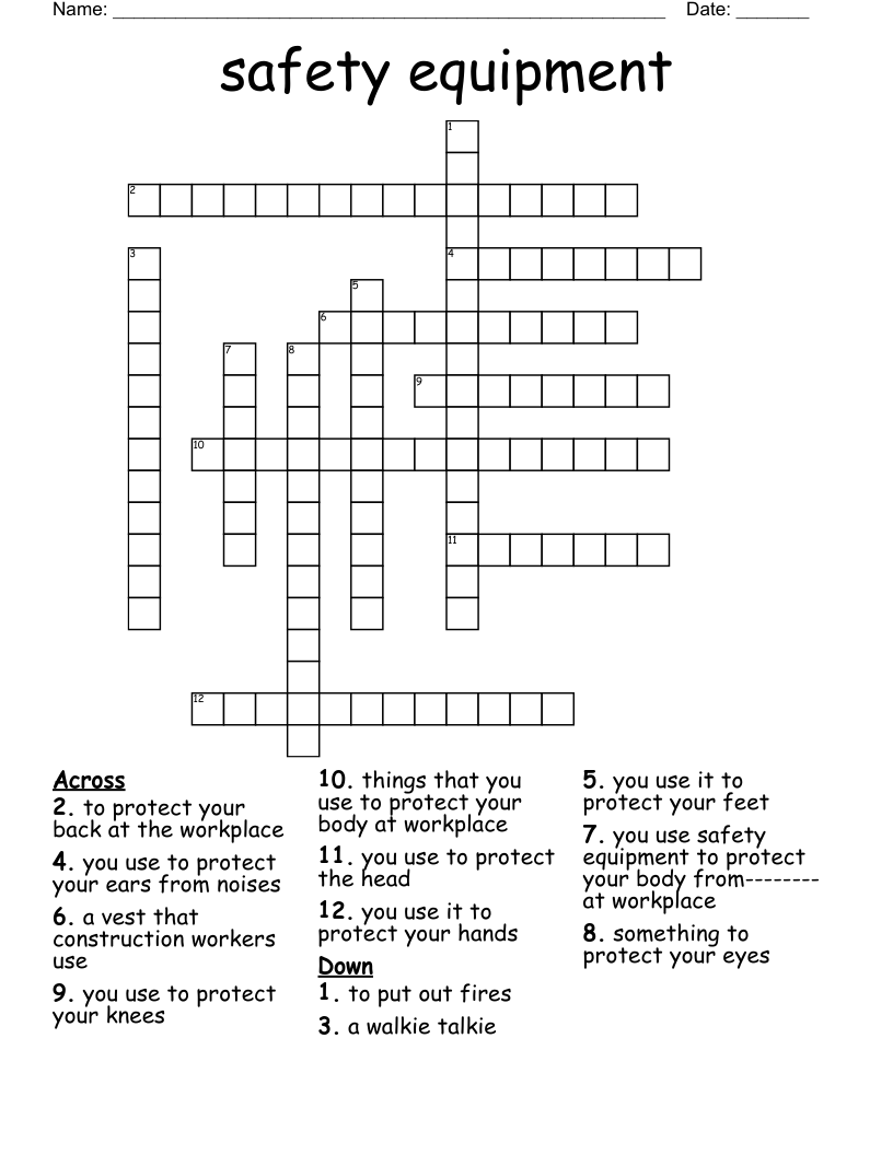 safety equipment Crossword