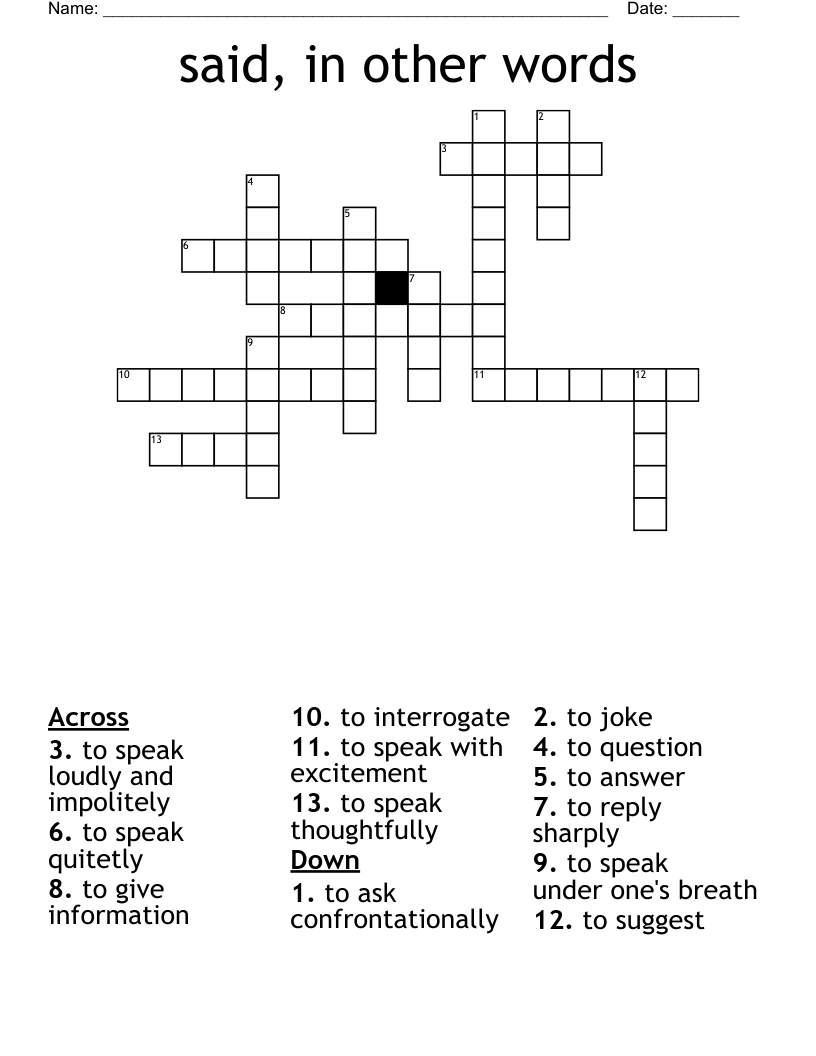 said, in other words Crossword