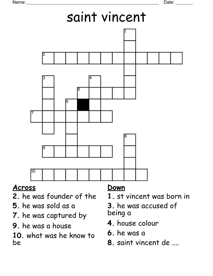 saint vincent Crossword