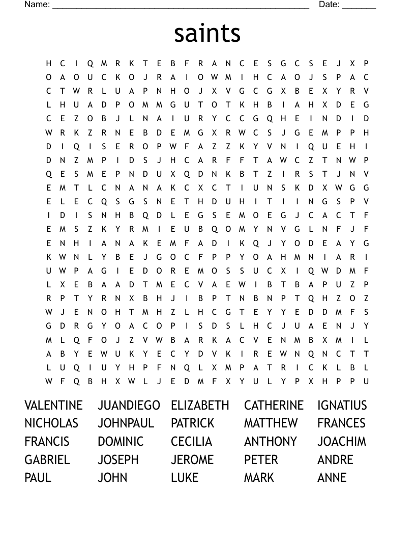 saints Word Search