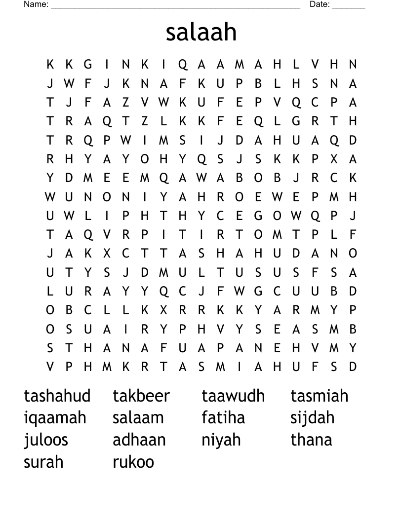 salaah Word Search