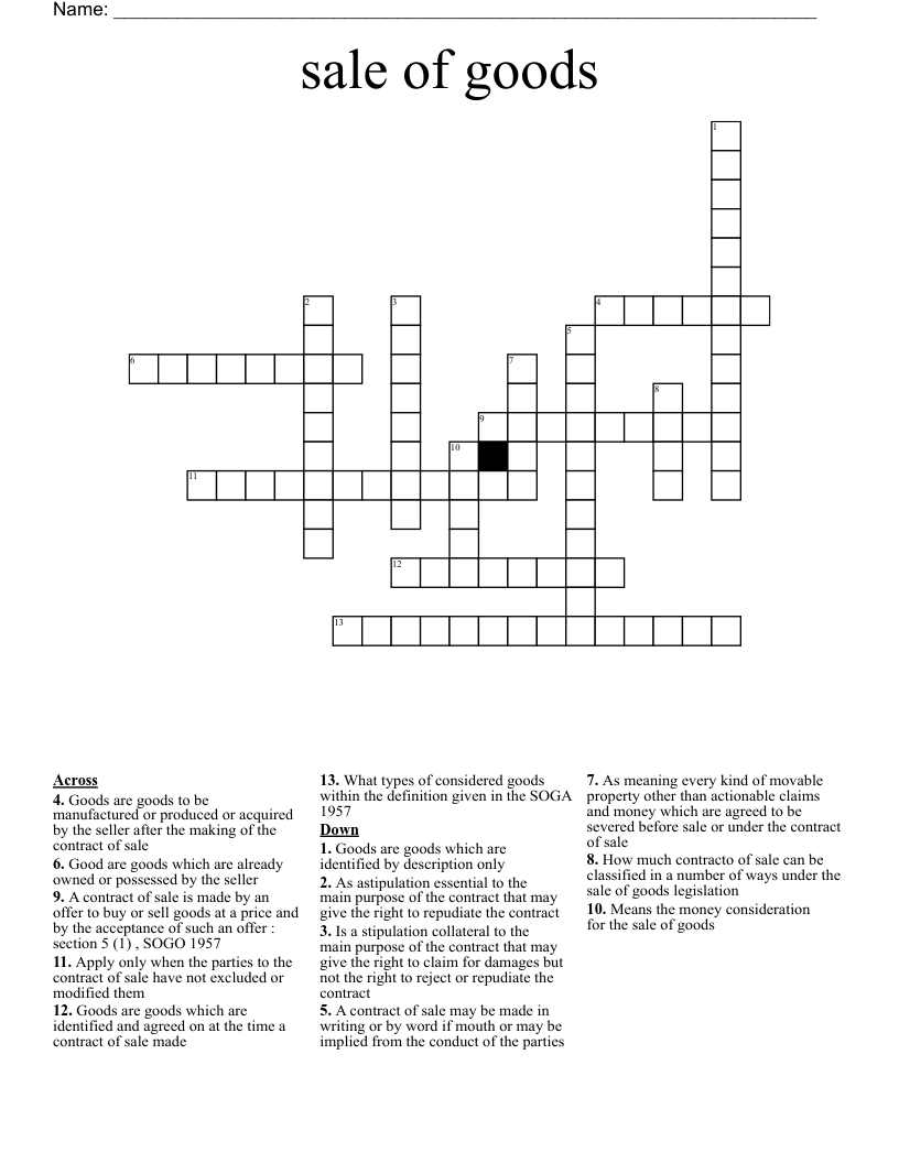 sale of goods Crossword