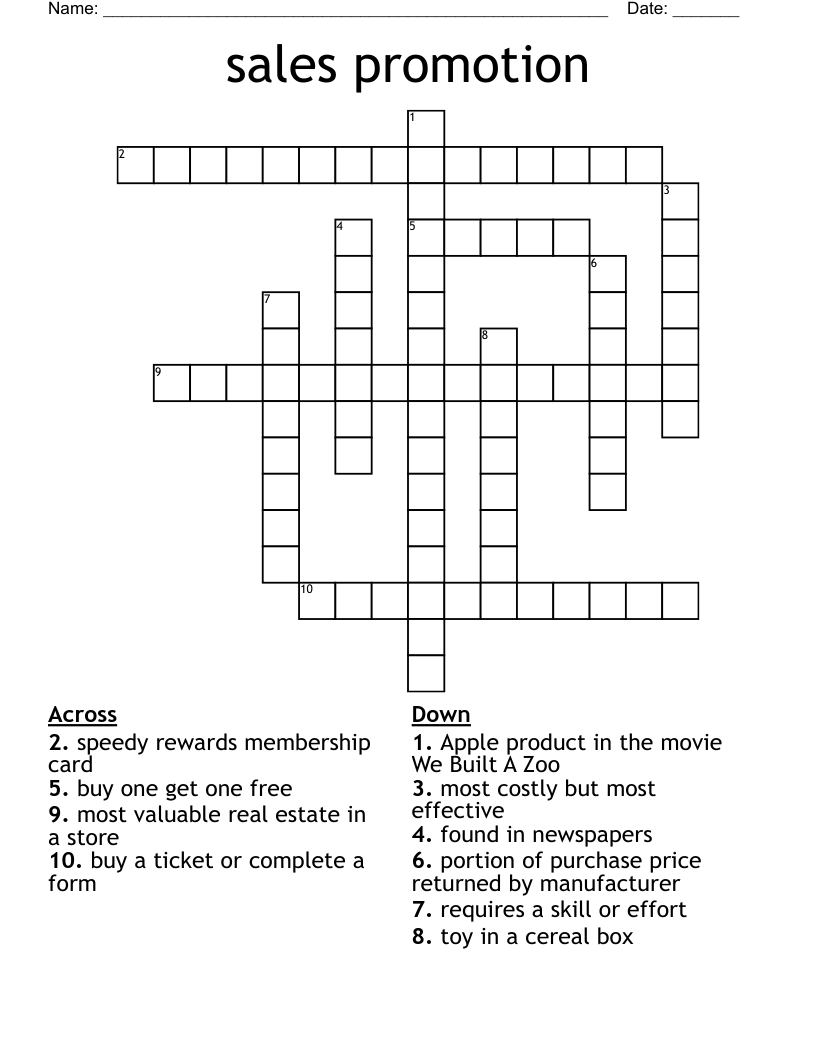 sales promotion Crossword