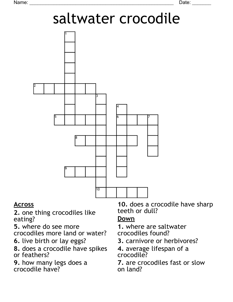 saltwater crocodile  Crossword