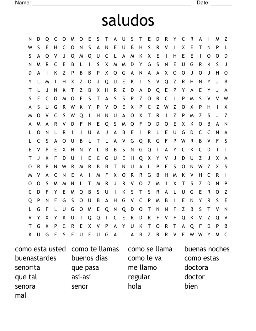 saludos  Word Search