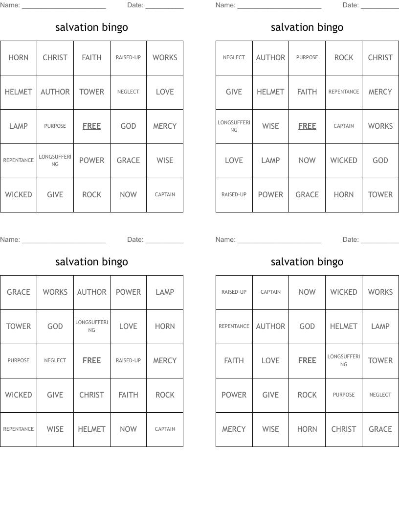 salvation bingo