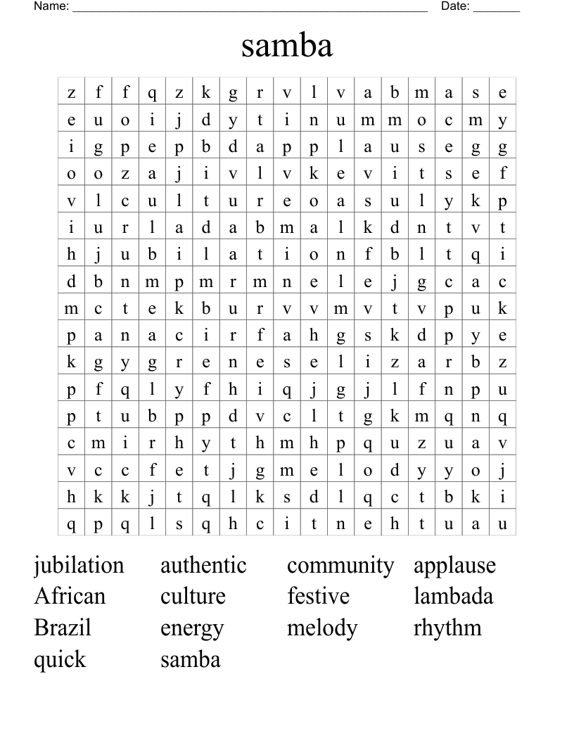 samba Word Search