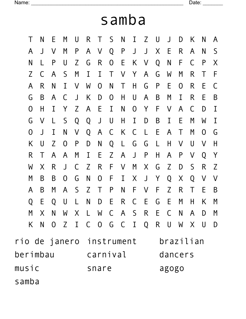 samba Word Search