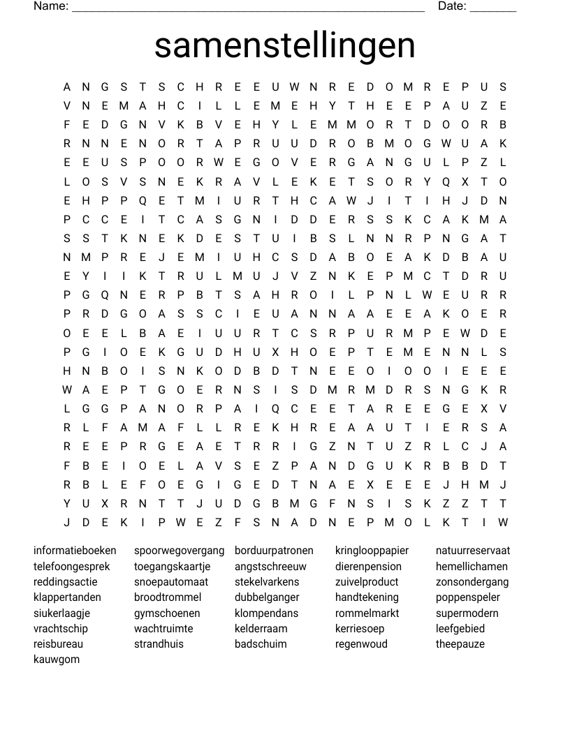 samenstellingen Word Search