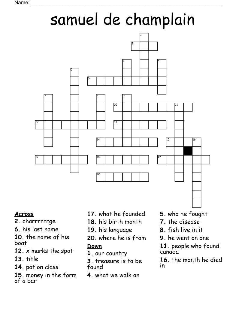 samuel de champlain Crossword