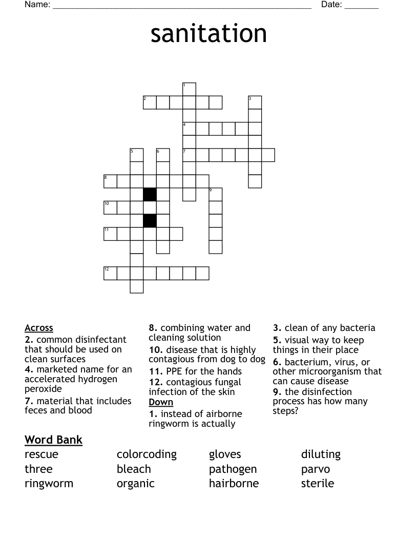 sanitation  Crossword