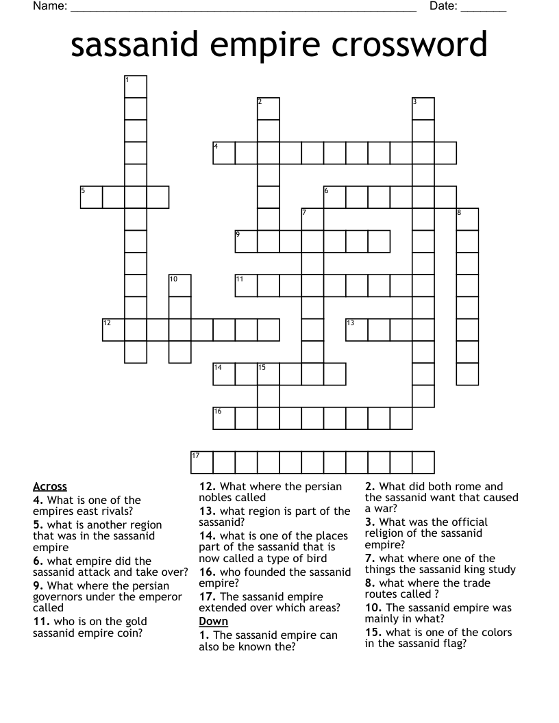 sassanid empire crossword