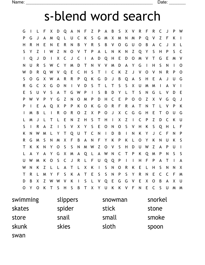 s-blend word search