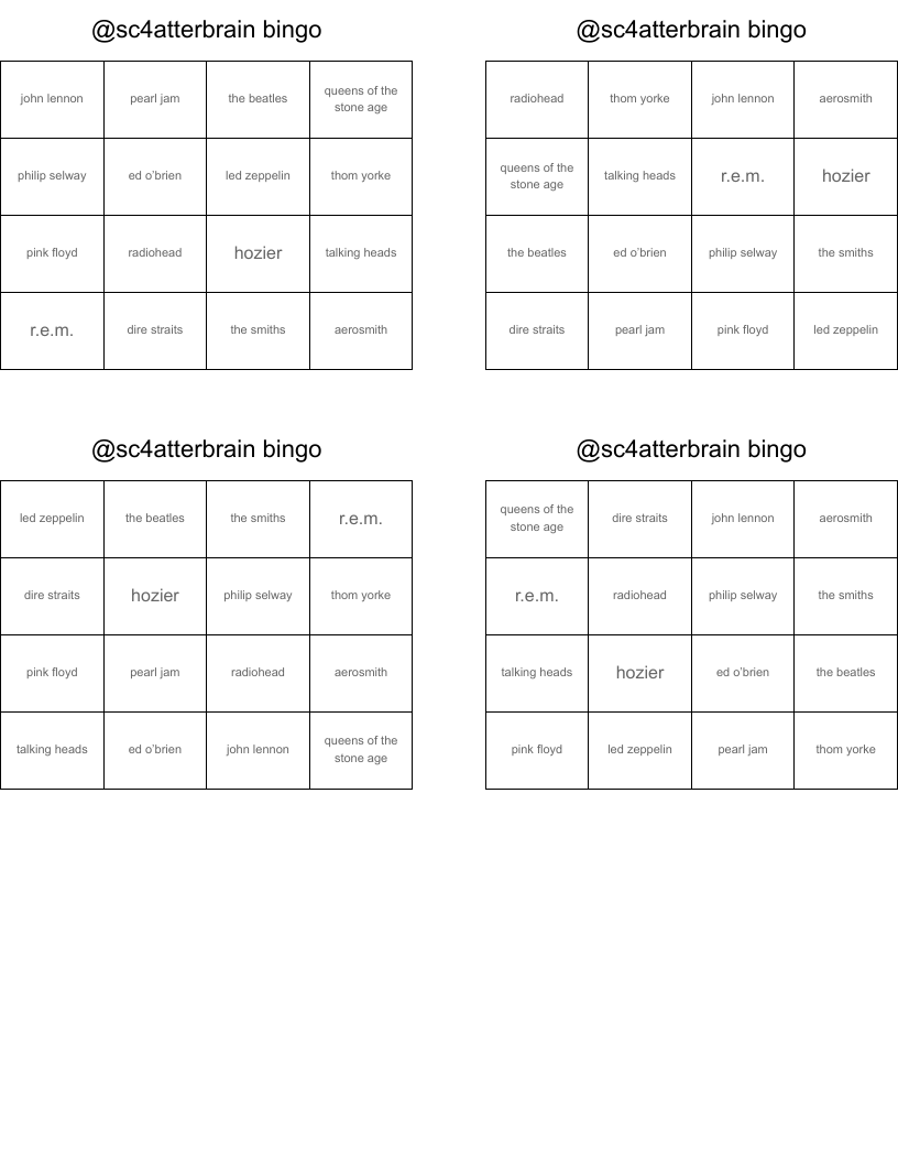 @sc4atterbrain bingo