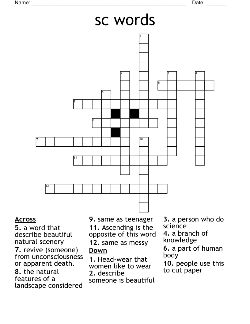 sc words Crossword