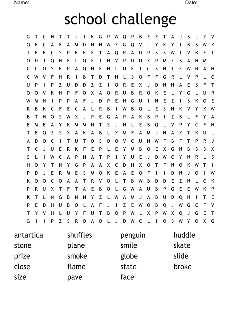 school challenge Word Search