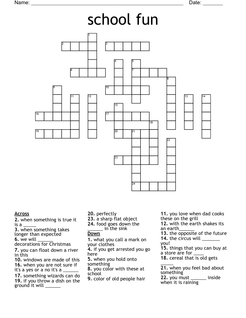 school fun Crossword