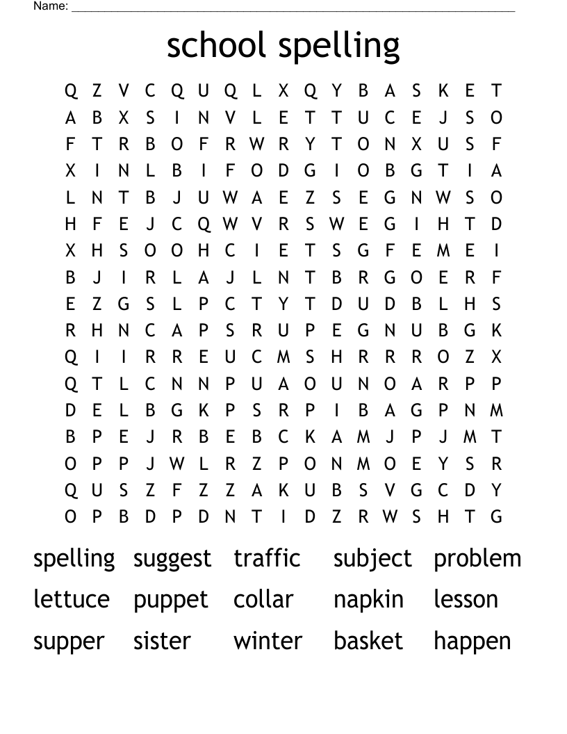 school spelling Word Search