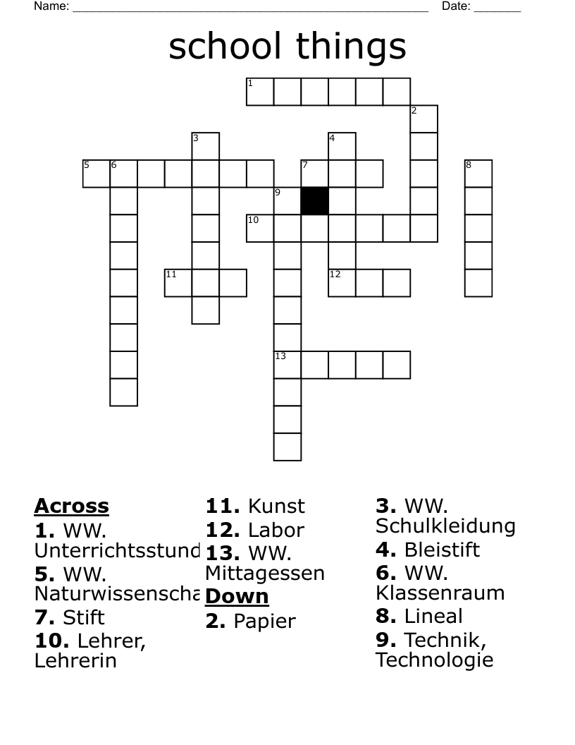 school things Crossword