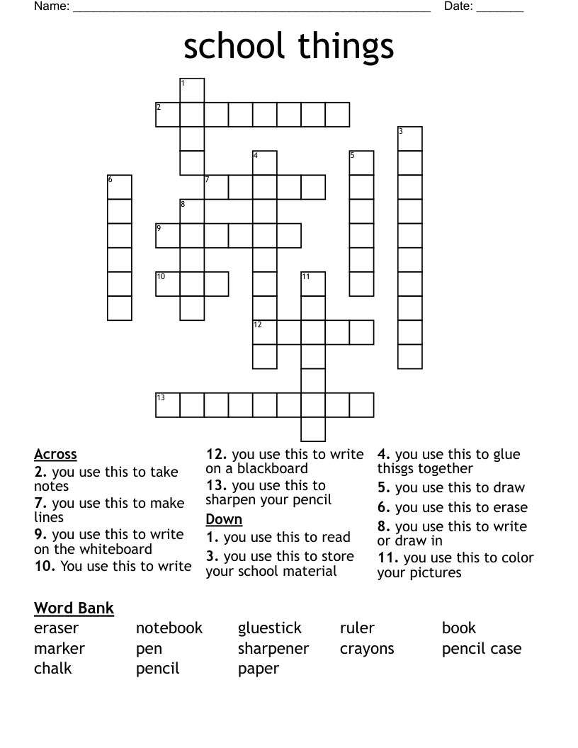 school things Crossword