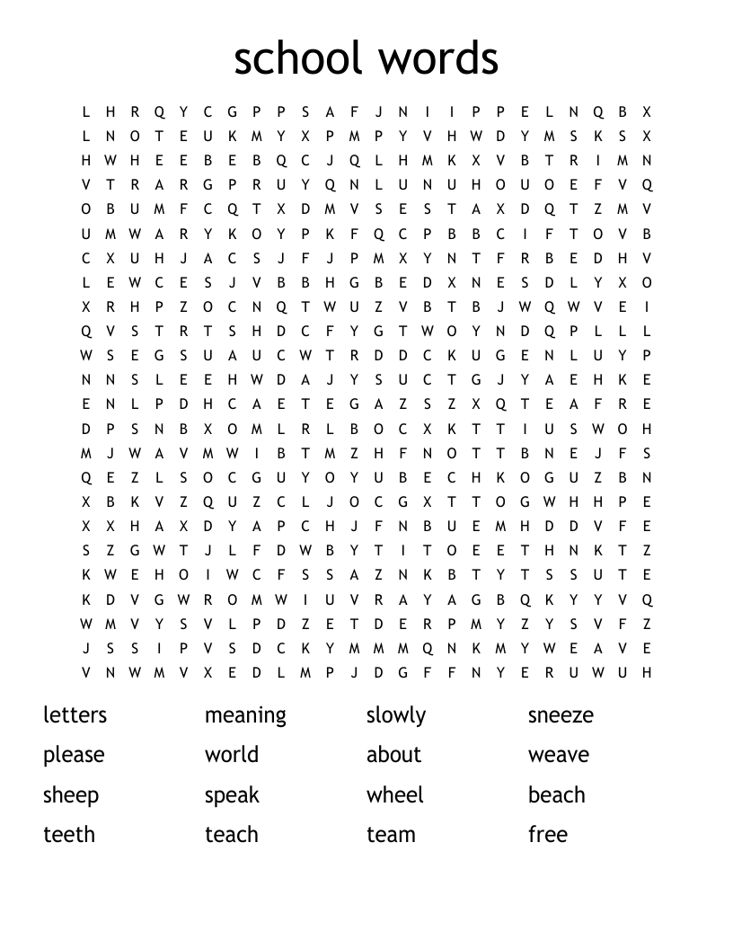 school words Word Search