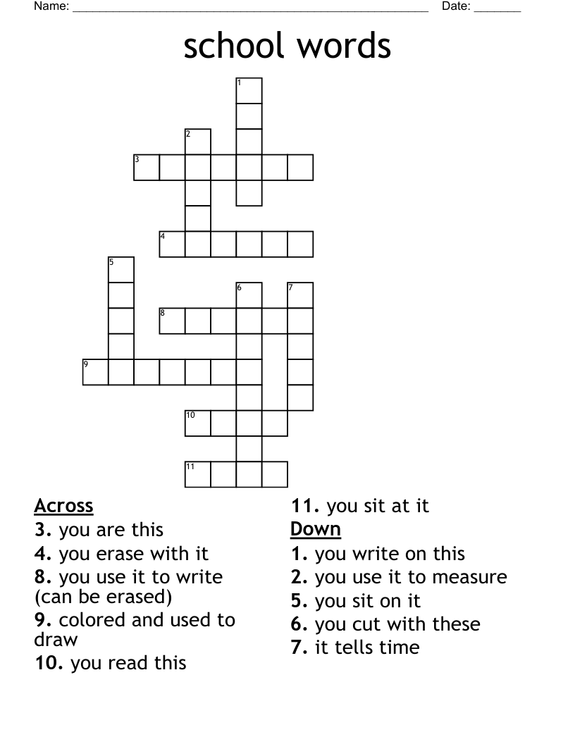 school words Crossword