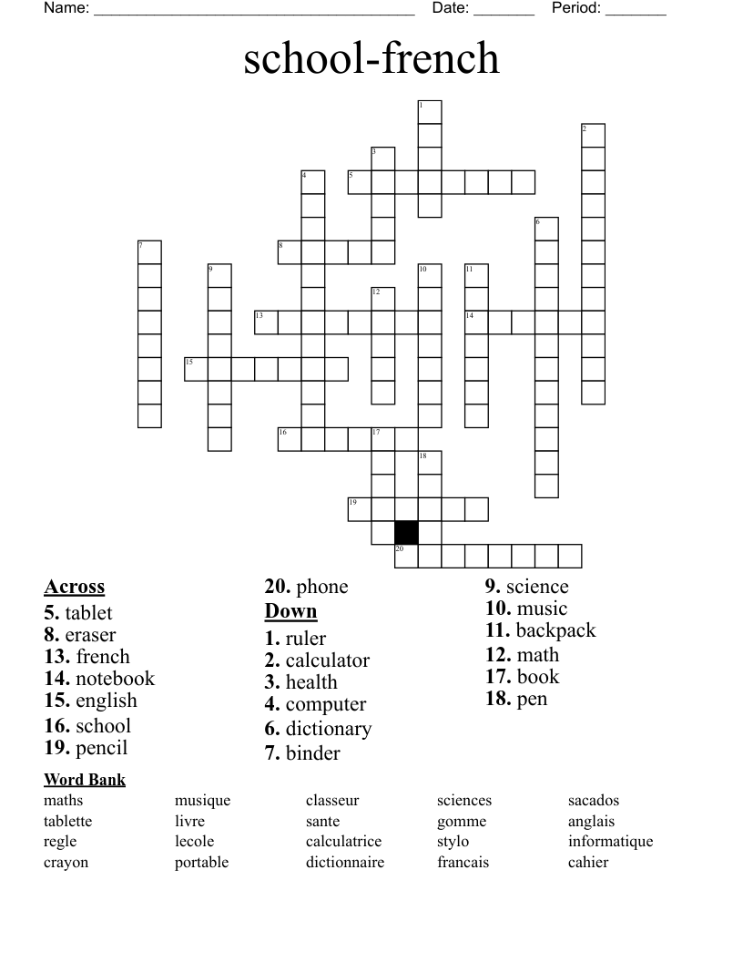 school-french Crossword