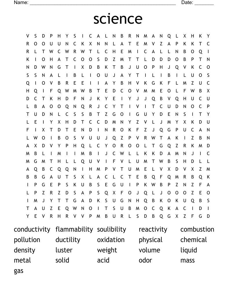 science Word Search