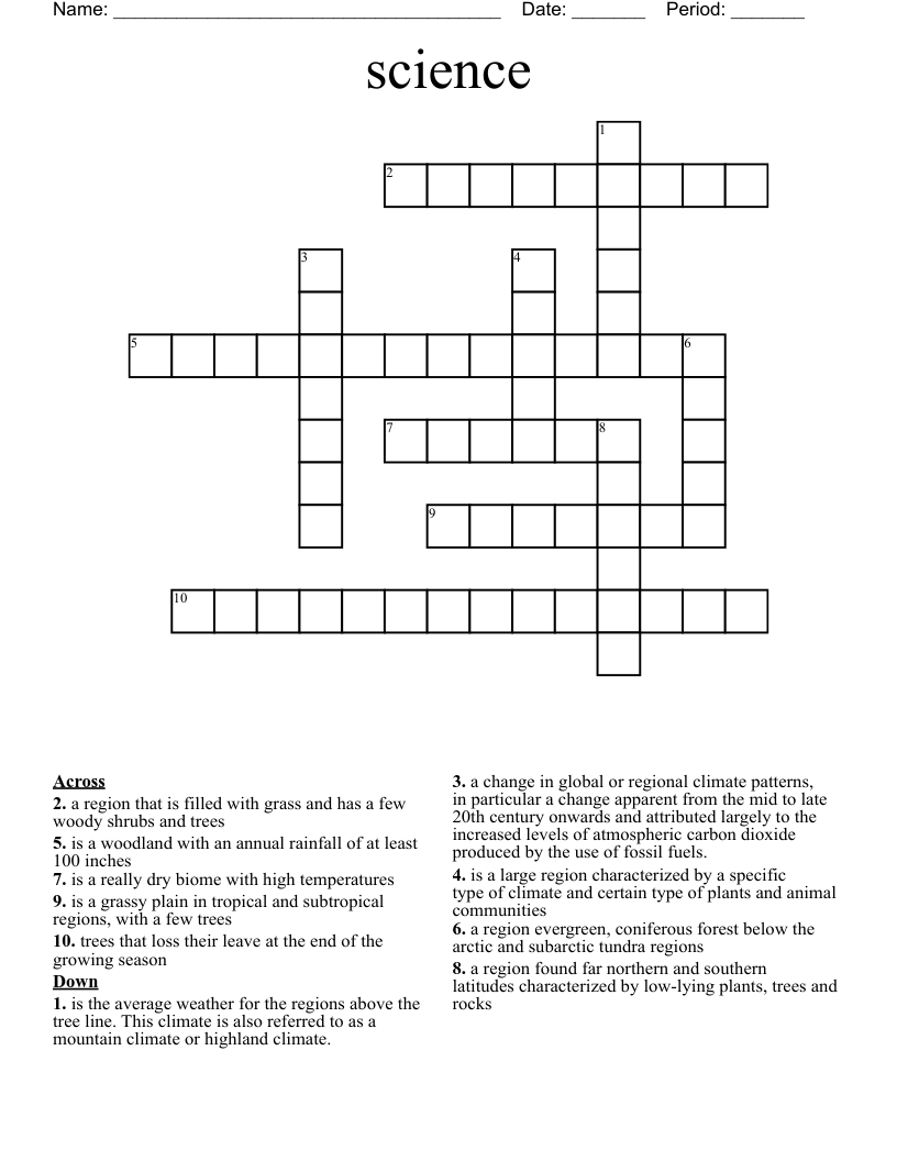 science Crossword