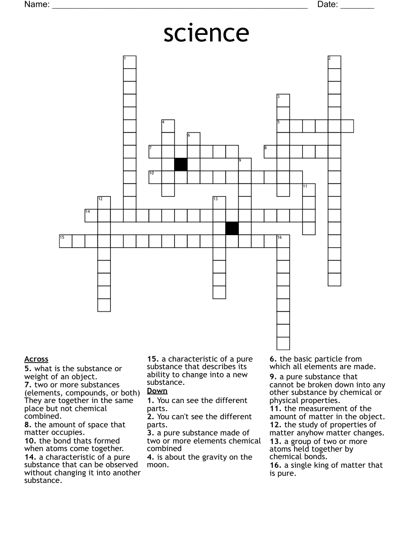 science  Crossword