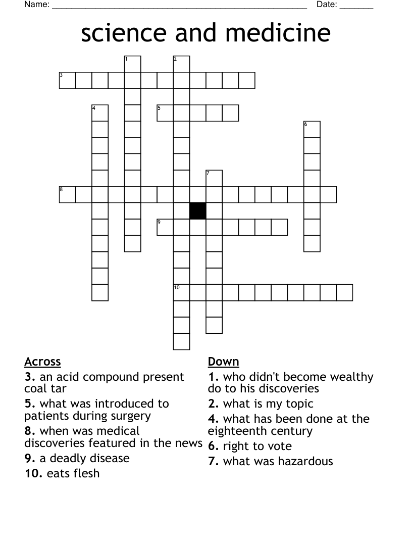 science and medicine  Crossword